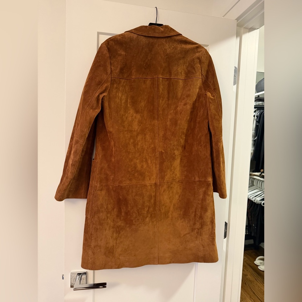 Zara Brown Suede Leather Coat - Picture 4 of 6